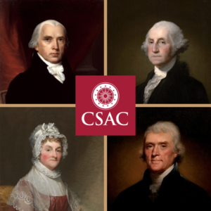 CSAC Logo superimposed over four images of the founders