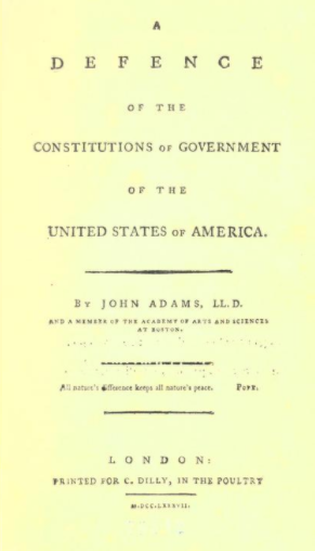 "A Defence of the Constitutions of Government of the United States of America": Title page