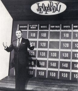 Art Fleming on set of Jeopardy