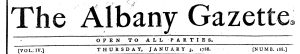 The Albany Gazette masthead, 1788