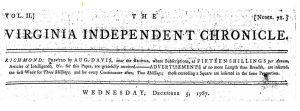 Virginia Independent Chronicle masthead