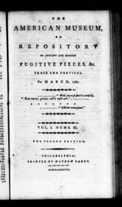 Title page of American Museum, Vol. I, No. 3